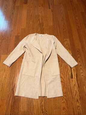 Women's Open-Front Lightweight Beige Cardigan